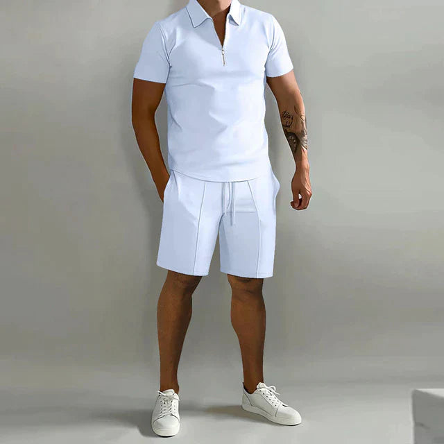 Men’s Stylish Polo Shirt & Shorts Two-Piece Set