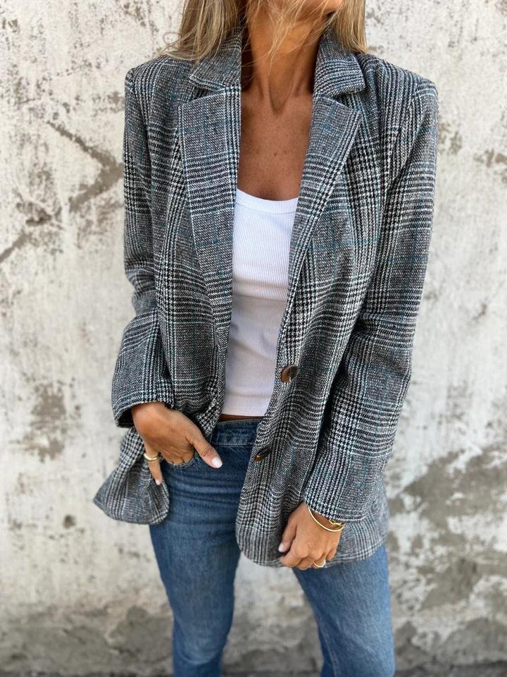 Elegant Women's Winter Check Blazer