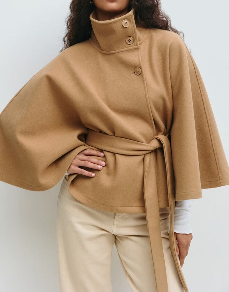 Women's High Neck Batwing Sleeve Cape Coat