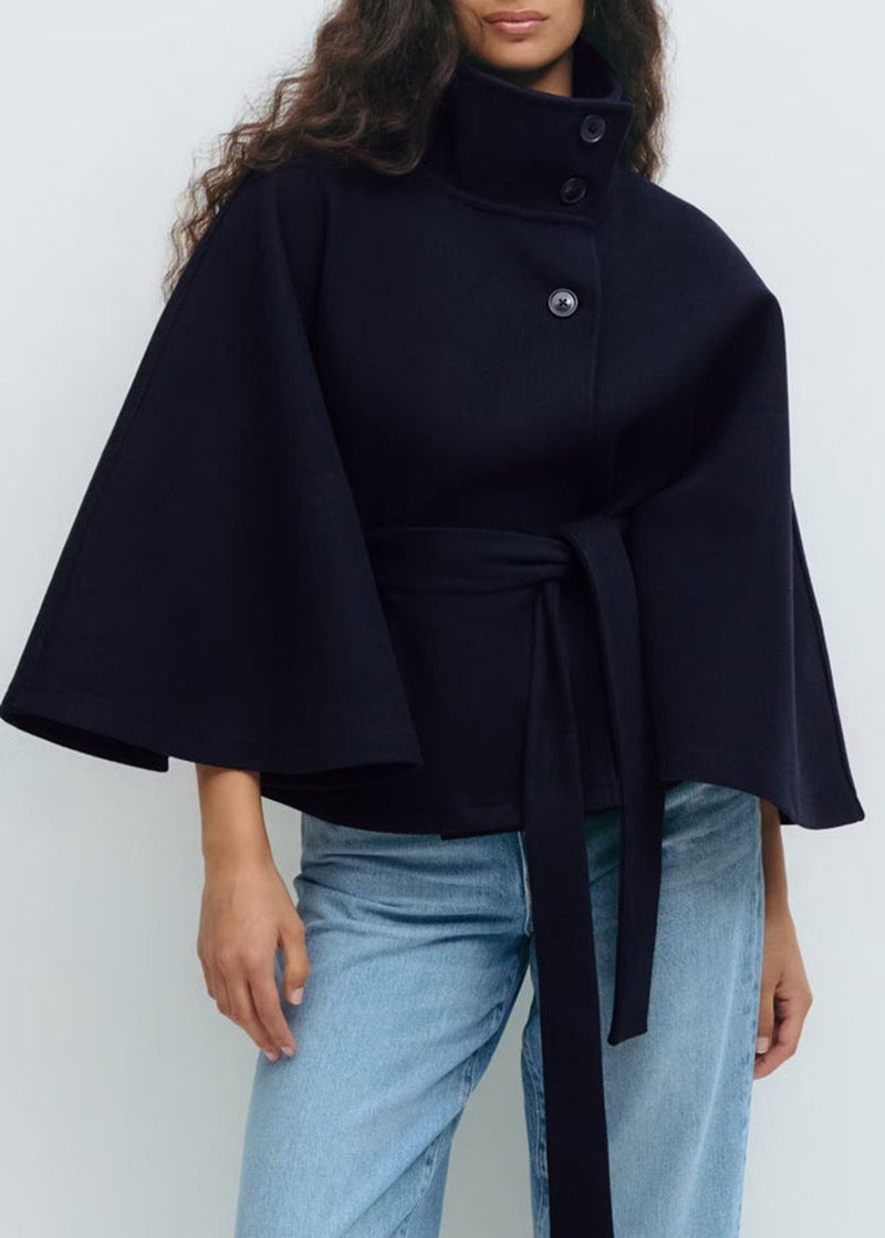 Women's High Neck Batwing Sleeve Cape Coat