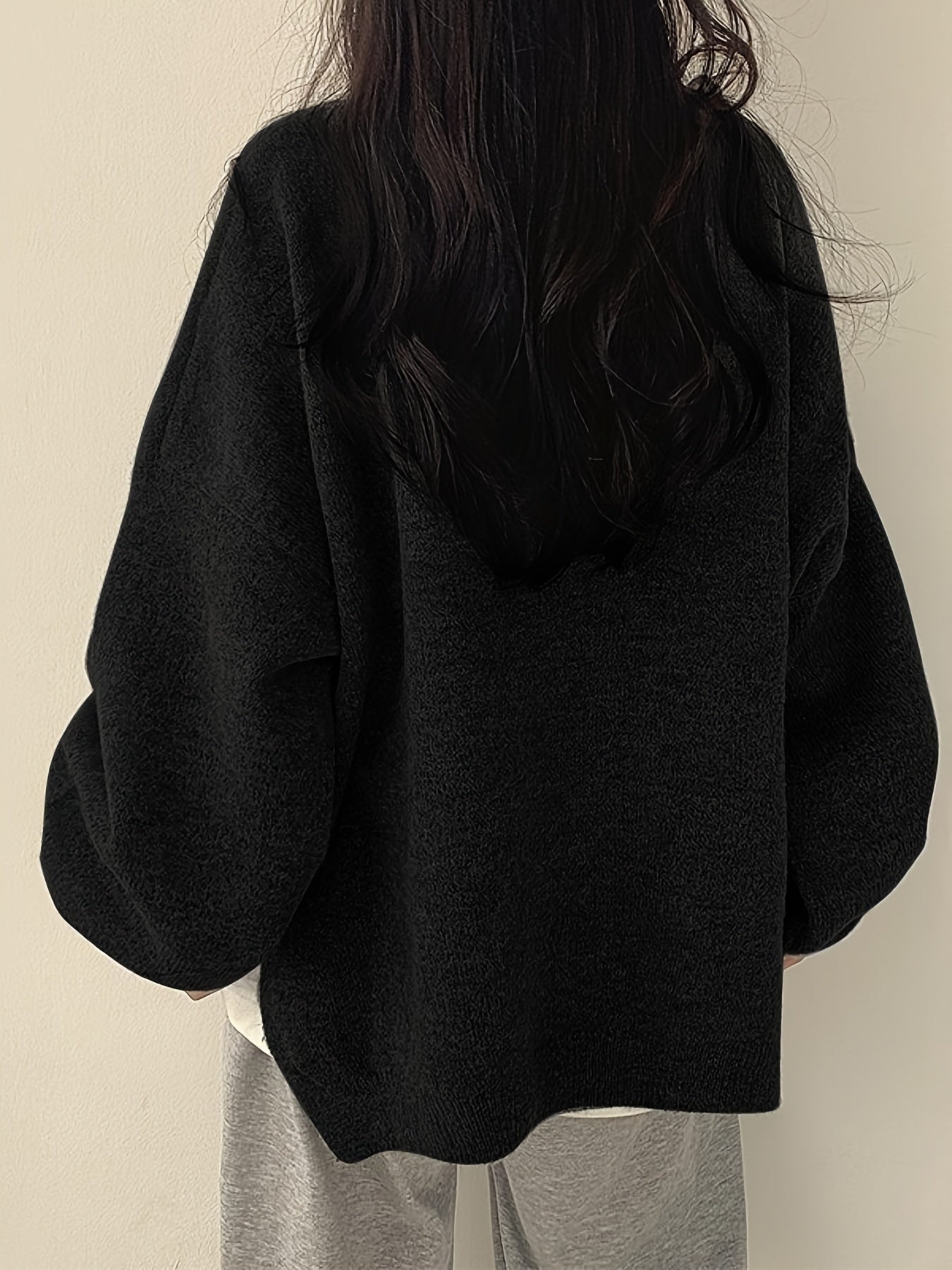 Soft Crew Neck Long Sleeve Knit Sweater