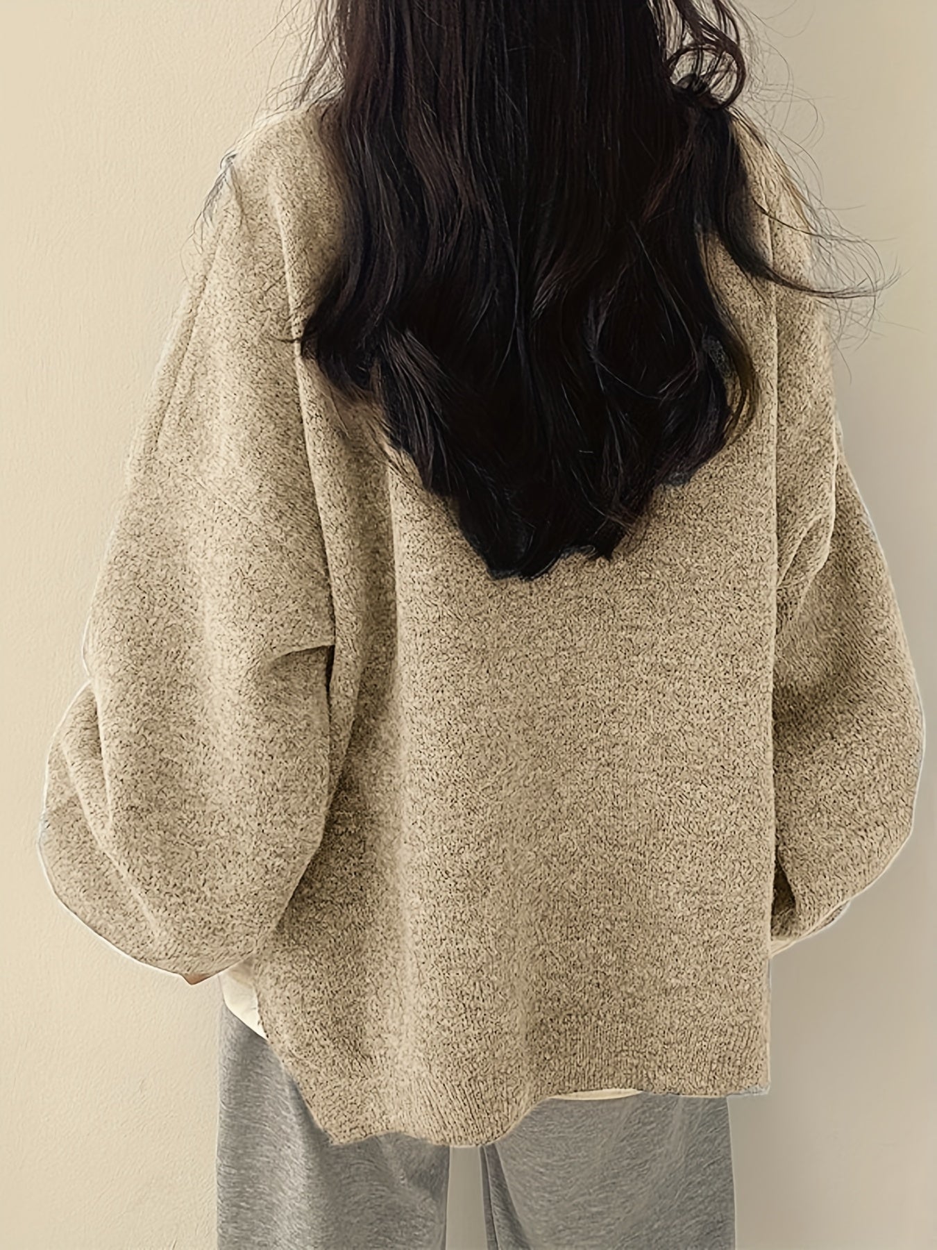 Soft Crew Neck Long Sleeve Knit Sweater