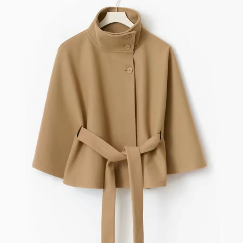 Women's High Neck Batwing Sleeve Cape Coat
