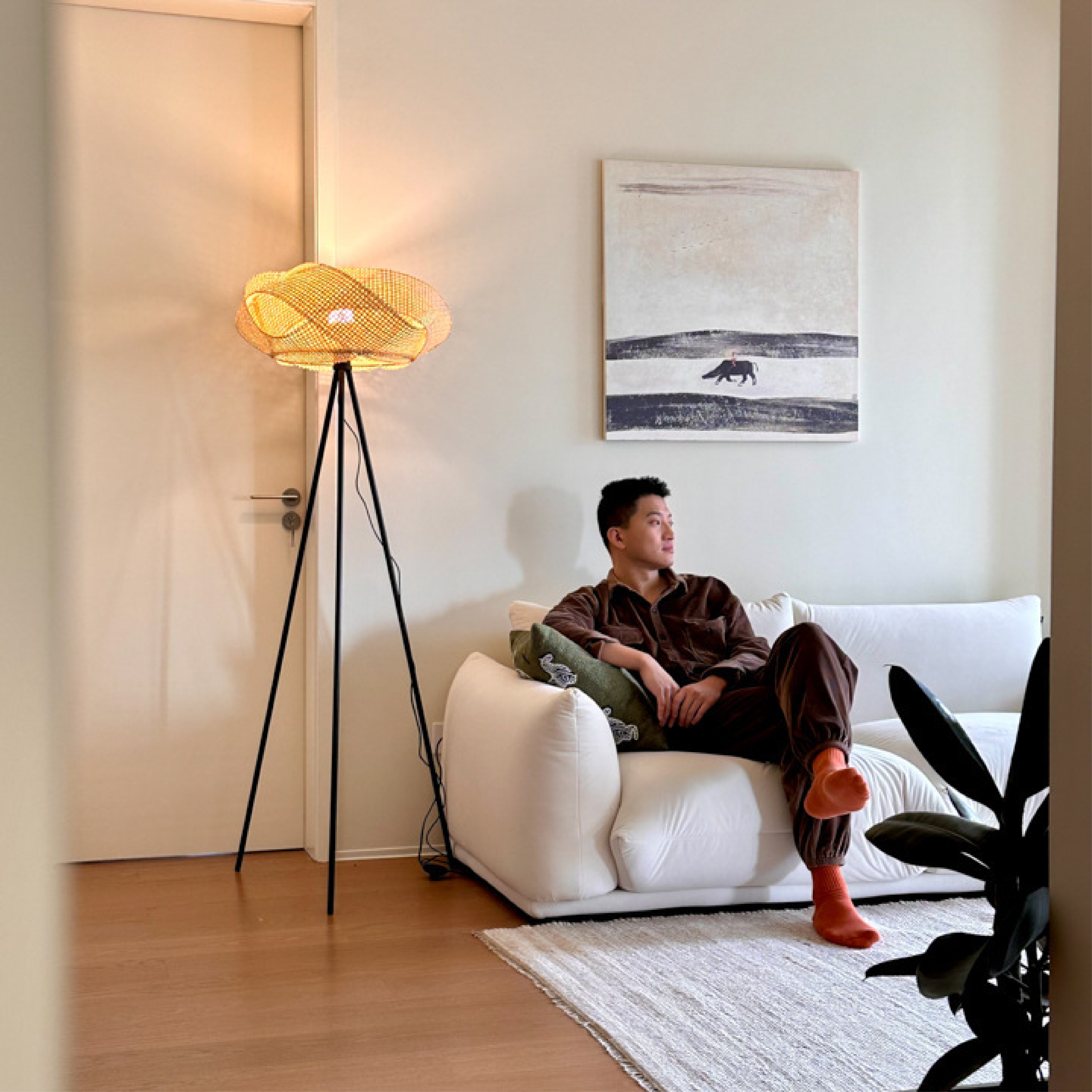 Bamboo Floor Lamp for Soft Ambient Light