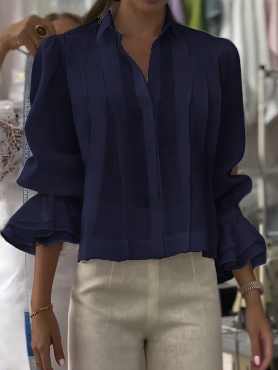 Lapel Collar Long Sleeve Cardigan for Women