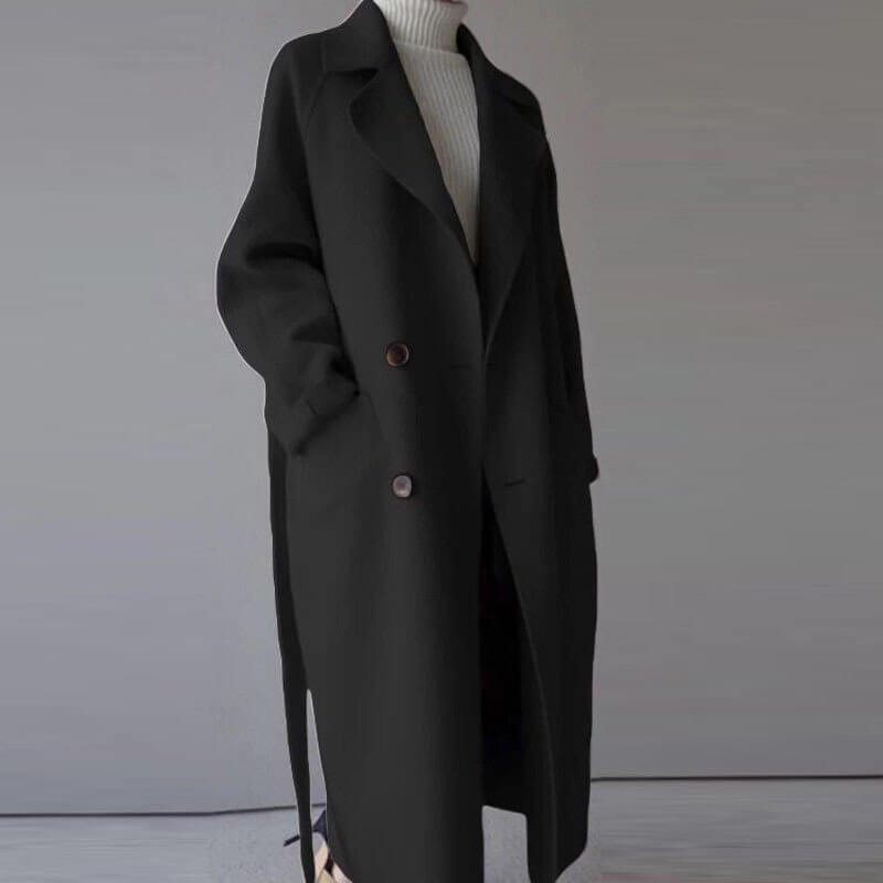 Stylish Women's Trench Coat with Belted Design and Pockets