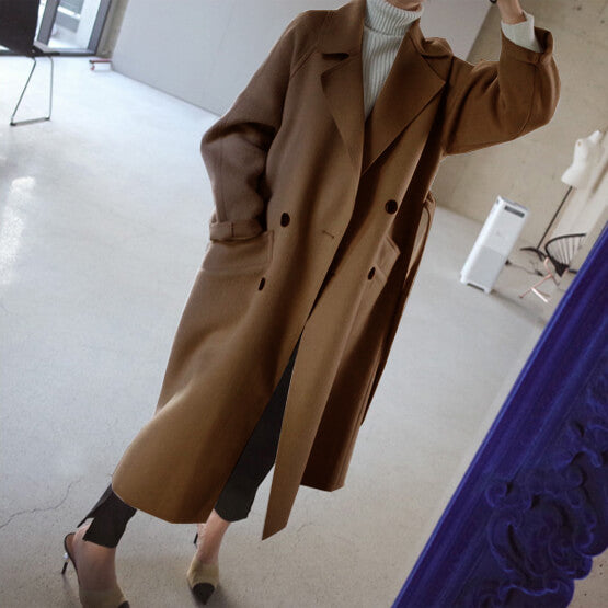 Stylish Women's Trench Coat with Belted Design and Pockets