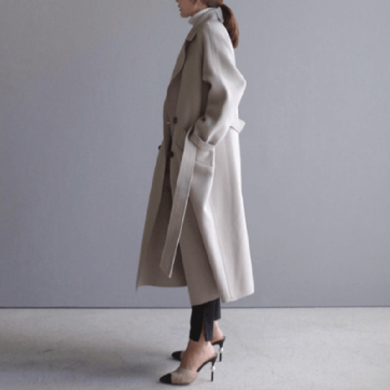 Stylish Women's Trench Coat with Belted Design and Pockets