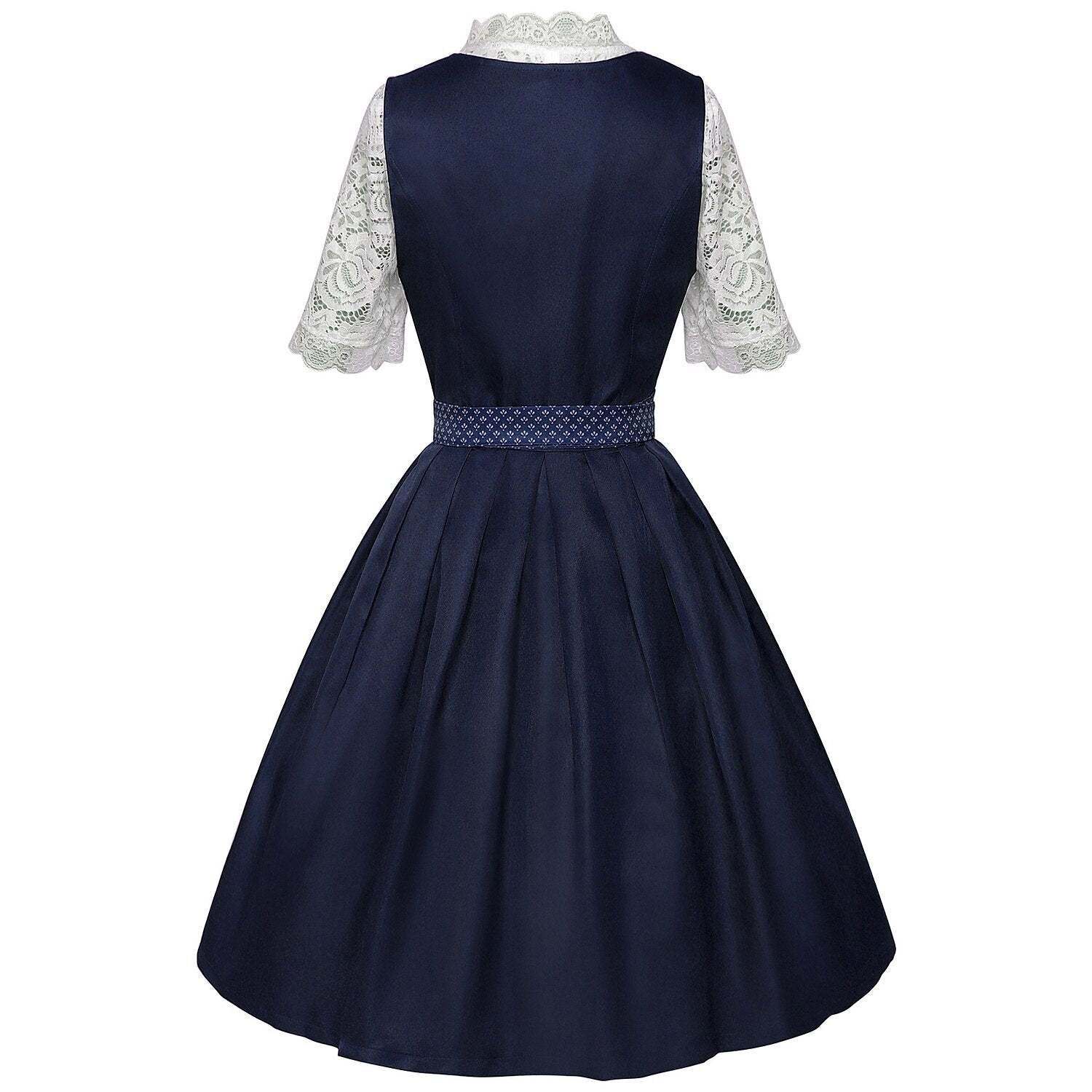 Women's Bavarian Dirndl 3-Piece Set with Apron & Lace Blouse
