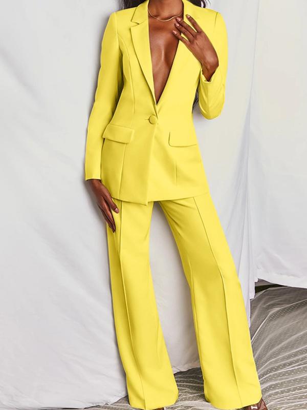 Casual Blazer and Wide Leg Trousers Set for Effortless Style