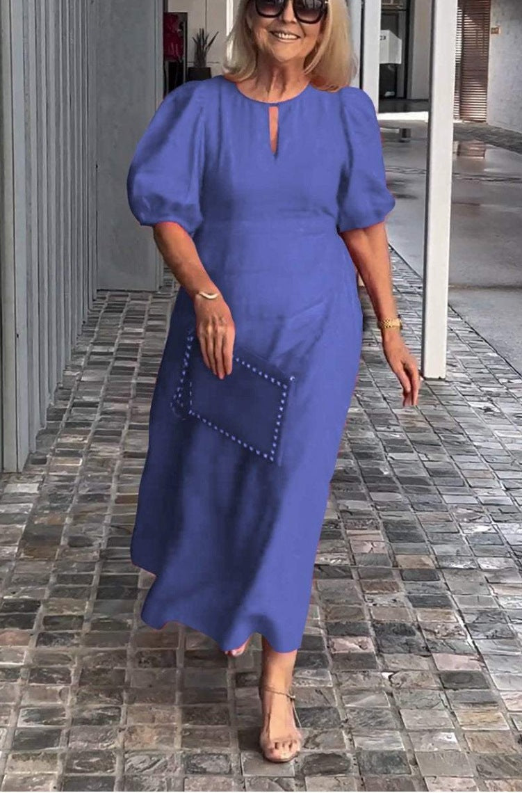 Puff Sleeve Valentina Midi Dress for Effortless Elegance
