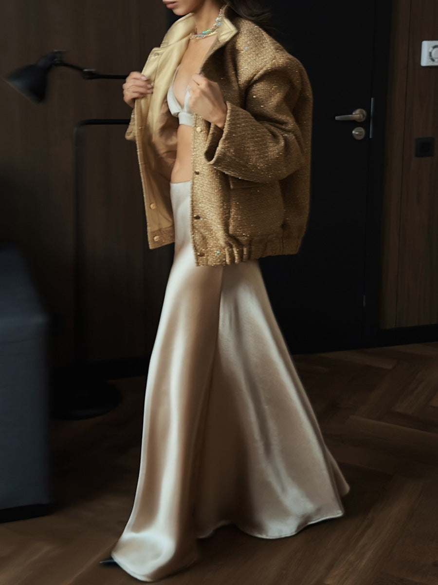 Sequin Coat with Pockets for Stylish Layering