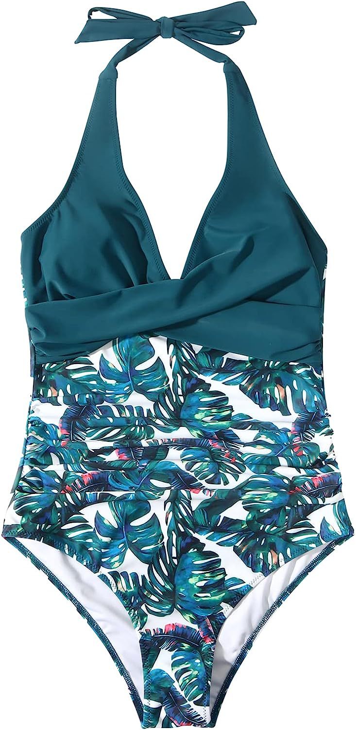 Halter Neck Backless V-Neck Swimsuit for Women