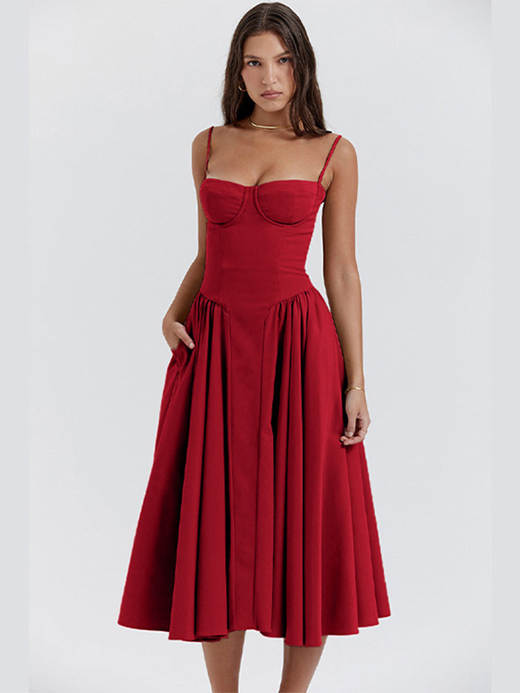 Elegant Corset Dress with Adjustable Straps and Fitted Bodice