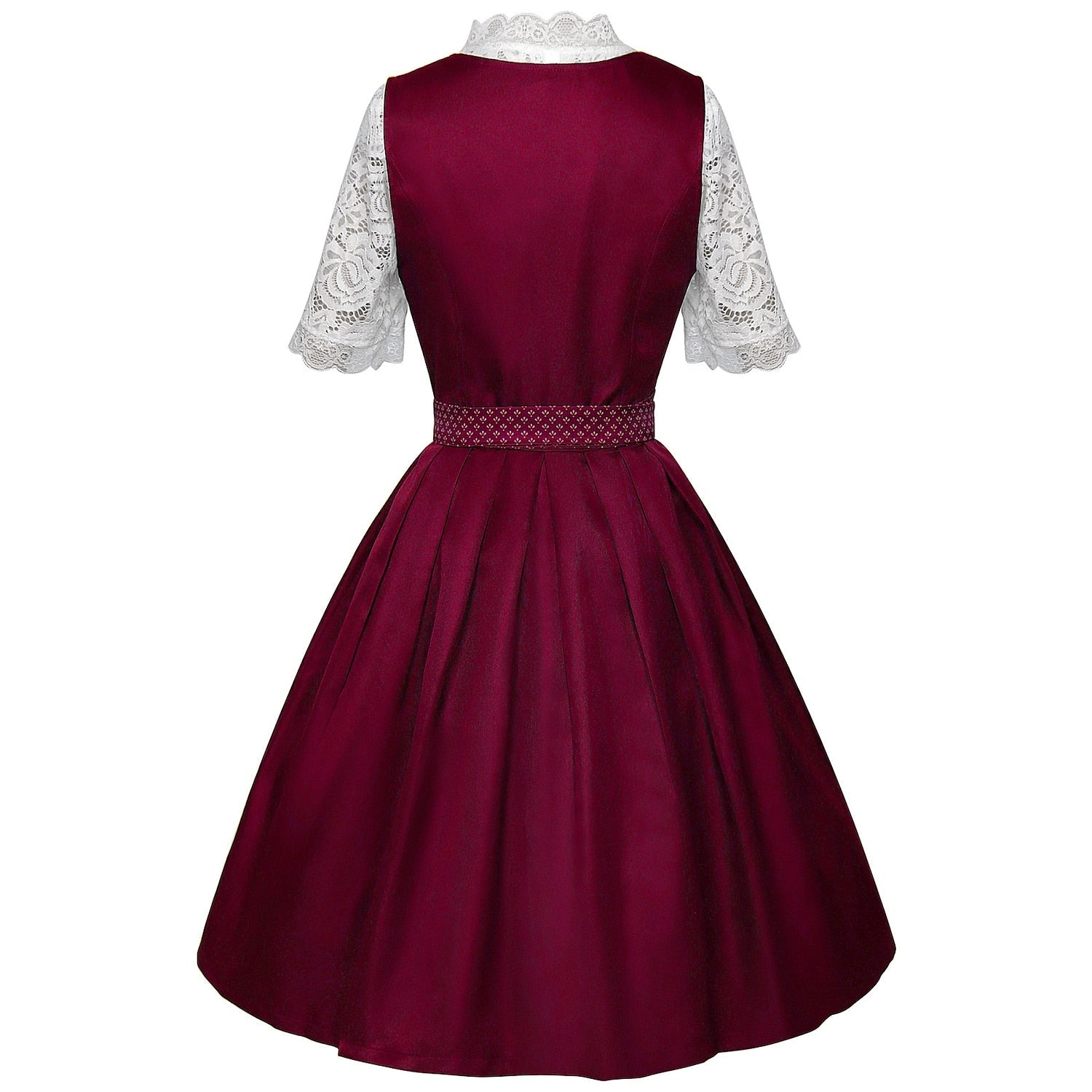 Women's Bavarian Dirndl 3-Piece Set with Apron & Lace Blouse