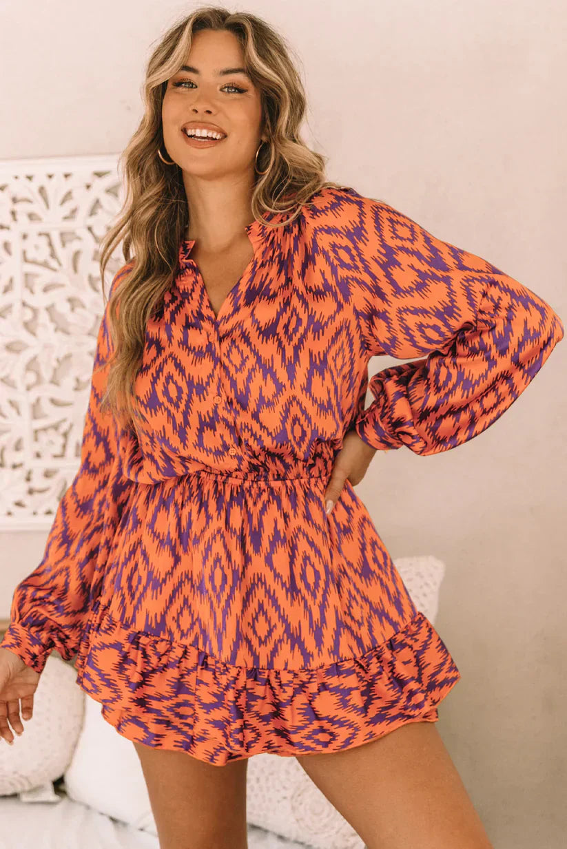 Geometric Print Mini Dress for Stylish Summer Outings