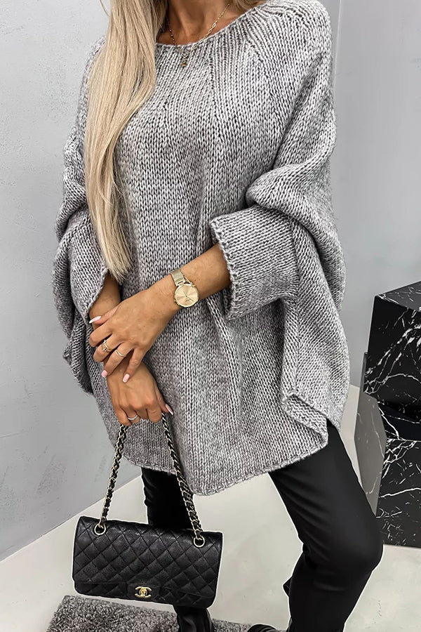Ribbed Knit Poncho Top for Comfortable Layering