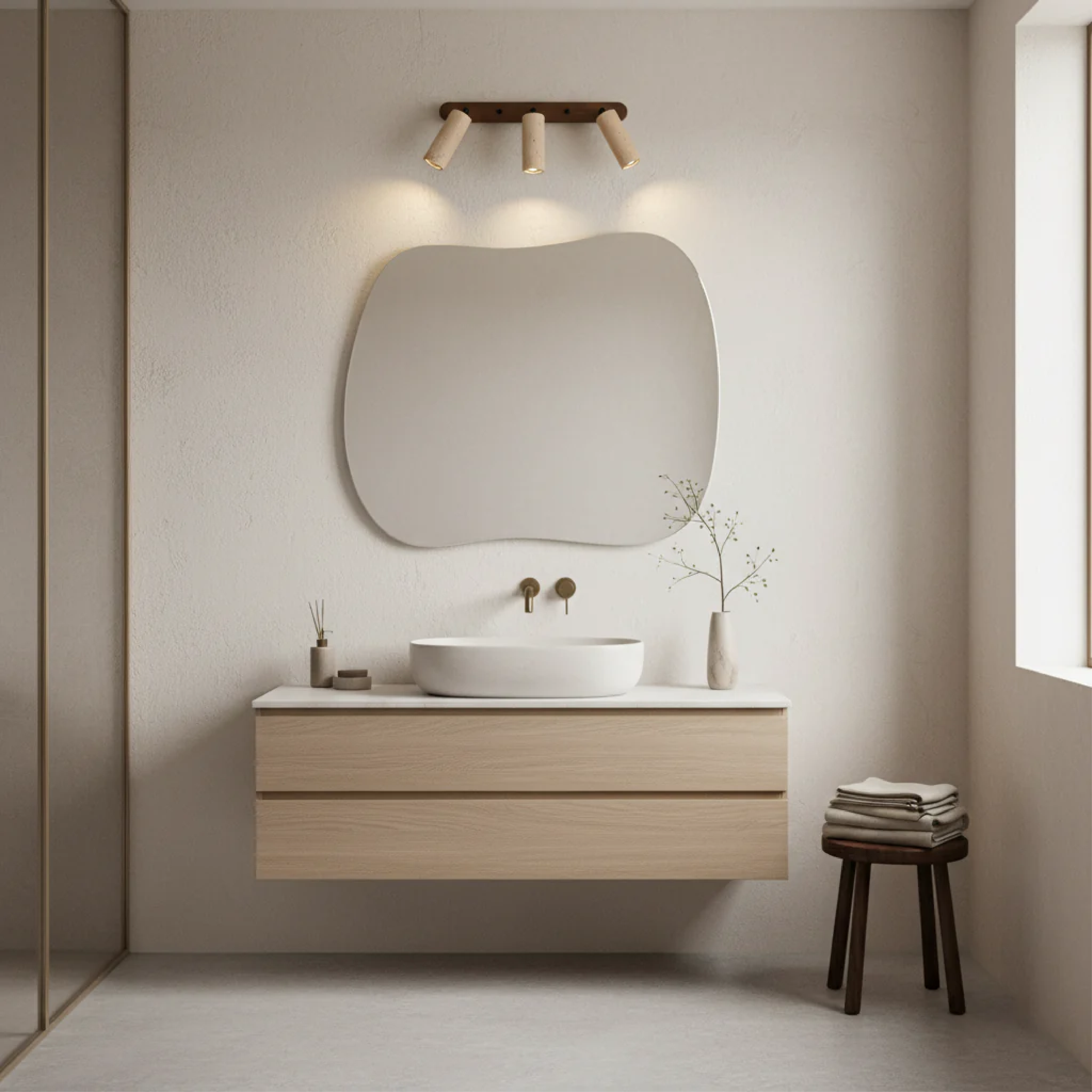 Travertine Wall Light With Rotating Head