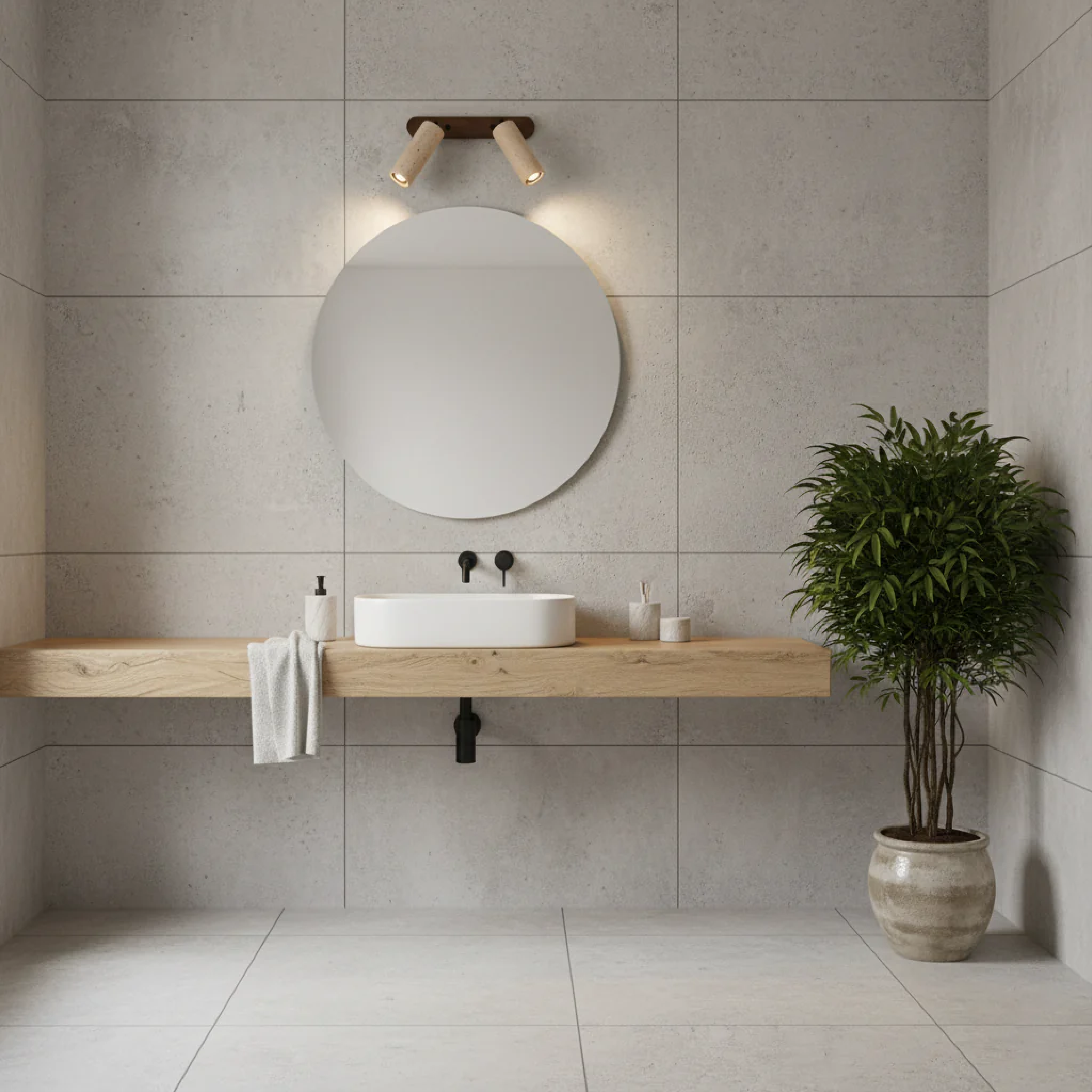 Travertine Wall Light With Rotating Head