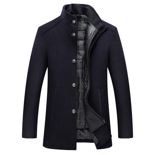 Men's Quilted Coat, Slim Fit Winter Jacket with Stand Collar