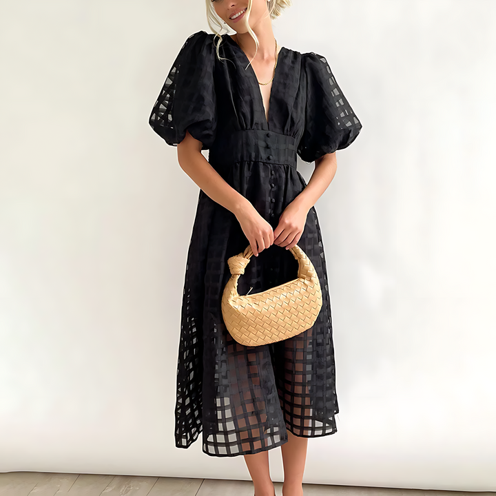 Puff Sleeve V-Neck Annika Dress for Effortless Style