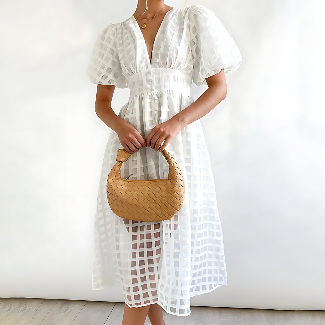 Puff Sleeve V-Neck Annika Dress for Effortless Style