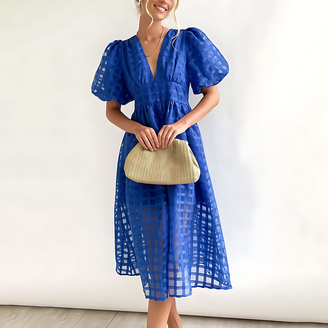 Puff Sleeve V-Neck Annika Dress for Effortless Style