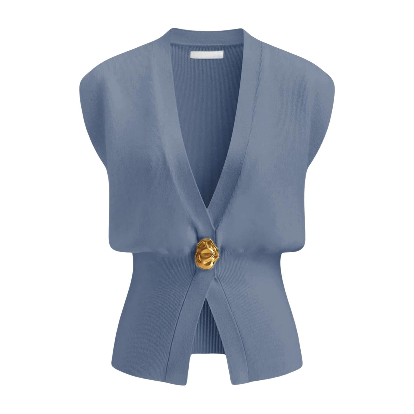 Women's V-Neck Buttoned Sweater Vest Top