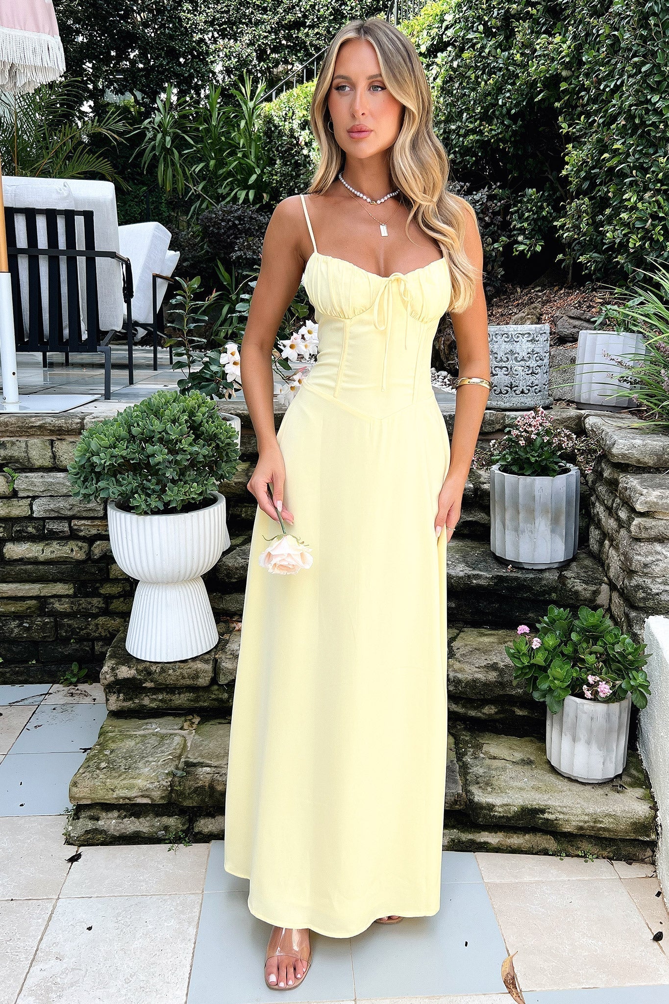 Women's Sleeveless Maxi Dress with Lace Details