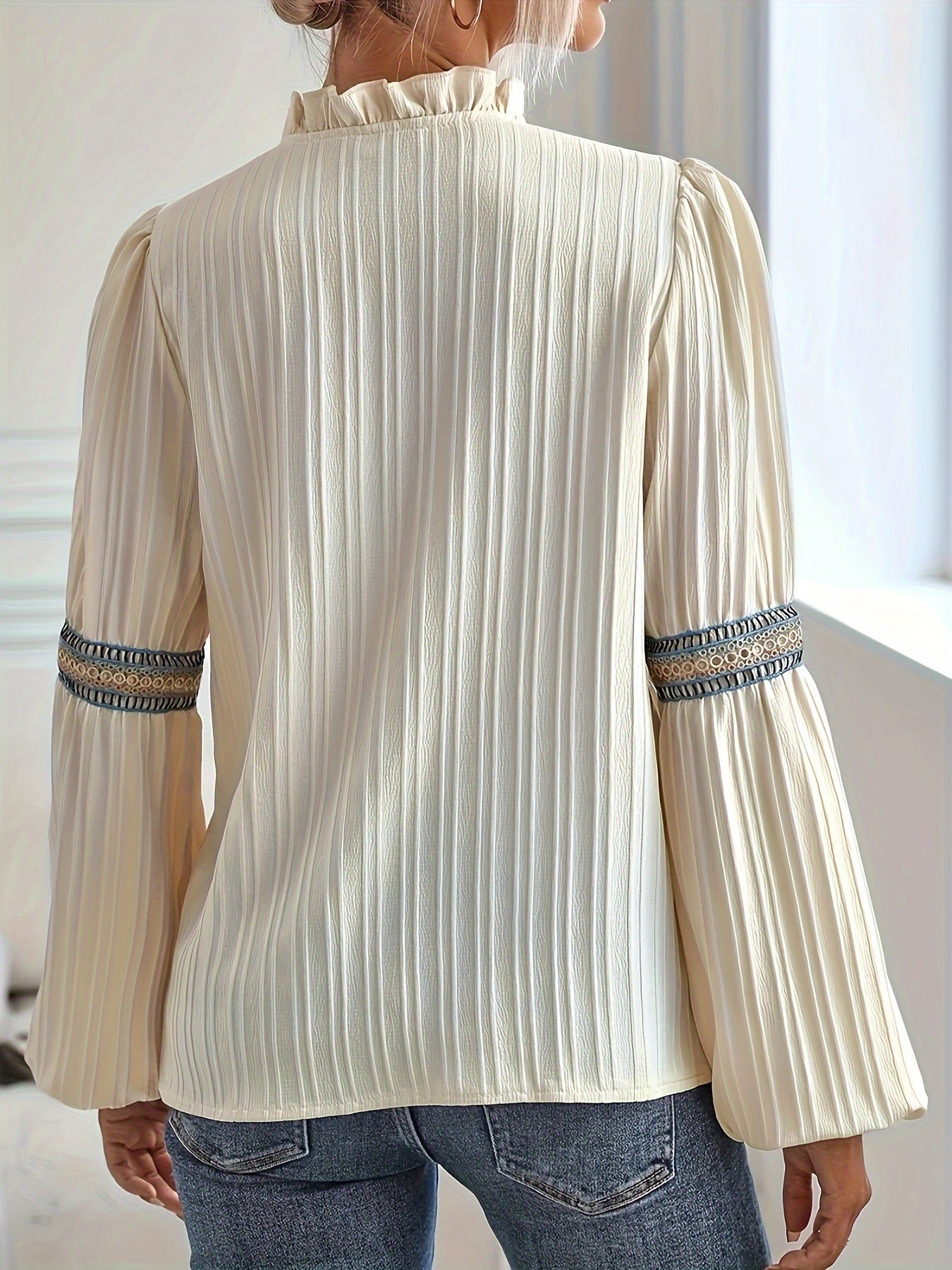 Bohemian Long Sleeve Blouse with Tribal Embroidery Details