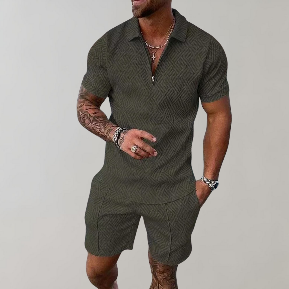 Men's Casual Polo Shirt & Shorts Set – Stylish Comfort
