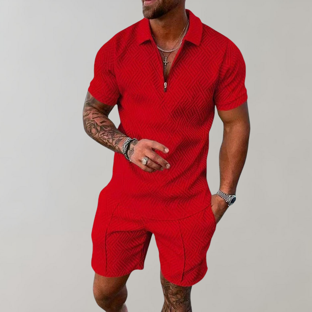Men's Casual Polo Shirt & Shorts Set – Stylish Comfort