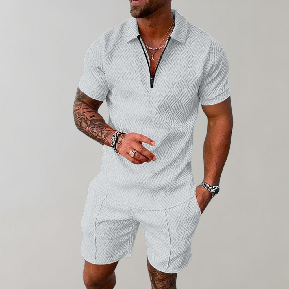 Men's Casual Polo Shirt & Shorts Set – Stylish Comfort