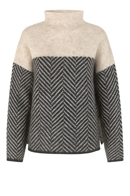 High Neck Contrast Mesh Blouse for Elegant Style