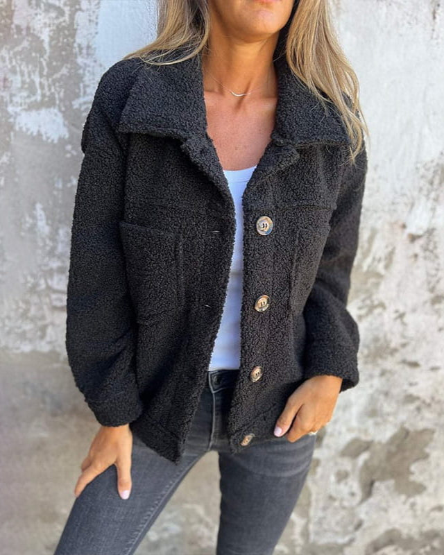 Cozy Wool-Blend Jacket for Women Warm Lightweight Outerwear