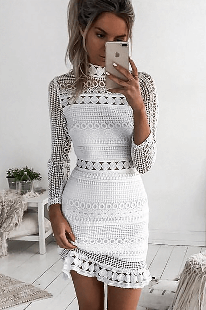 Long Sleeve Fitted Lace Dress for Elegant Occasions