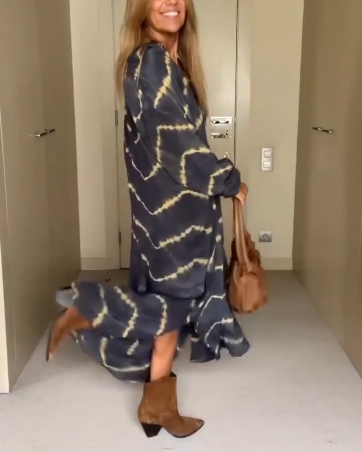 Bohemian Striped V-Neck Dress for Effortless Style
