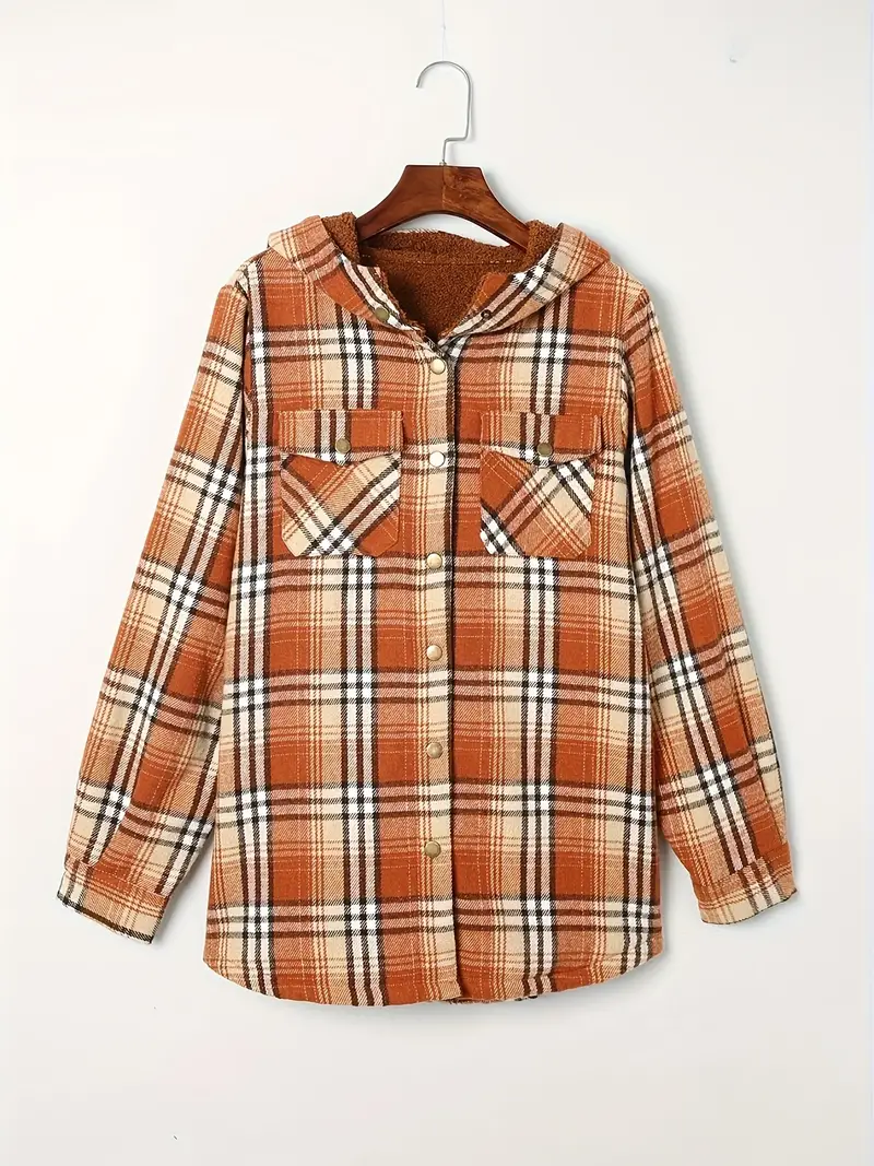 Check Jacket with Sherpa Lining for Warmth and Style
