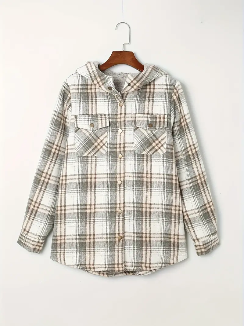 Check Jacket with Sherpa Lining for Warmth and Style