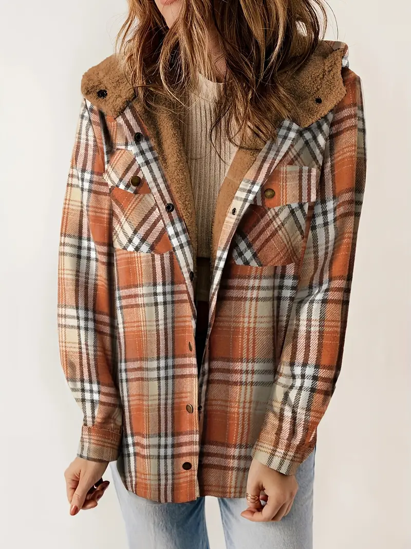 Check Jacket with Sherpa Lining for Warmth and Style