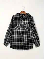 Check Jacket with Sherpa Lining for Warmth and Style