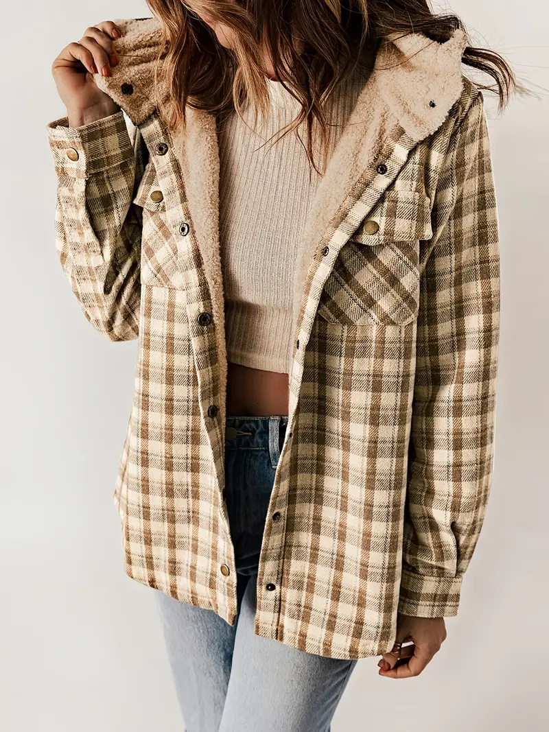 Check Jacket with Sherpa Lining for Warmth and Style