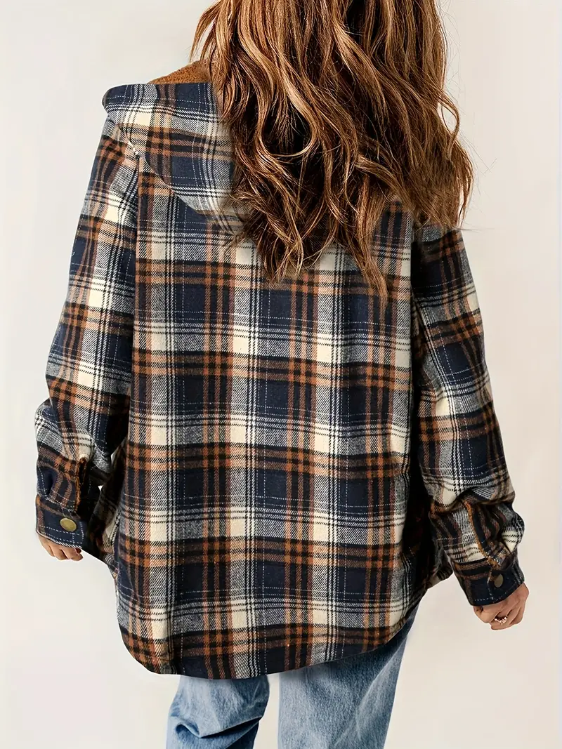 Check Jacket with Sherpa Lining for Warmth and Style