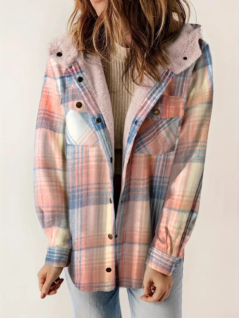 Check Jacket with Sherpa Lining for Warmth and Style
