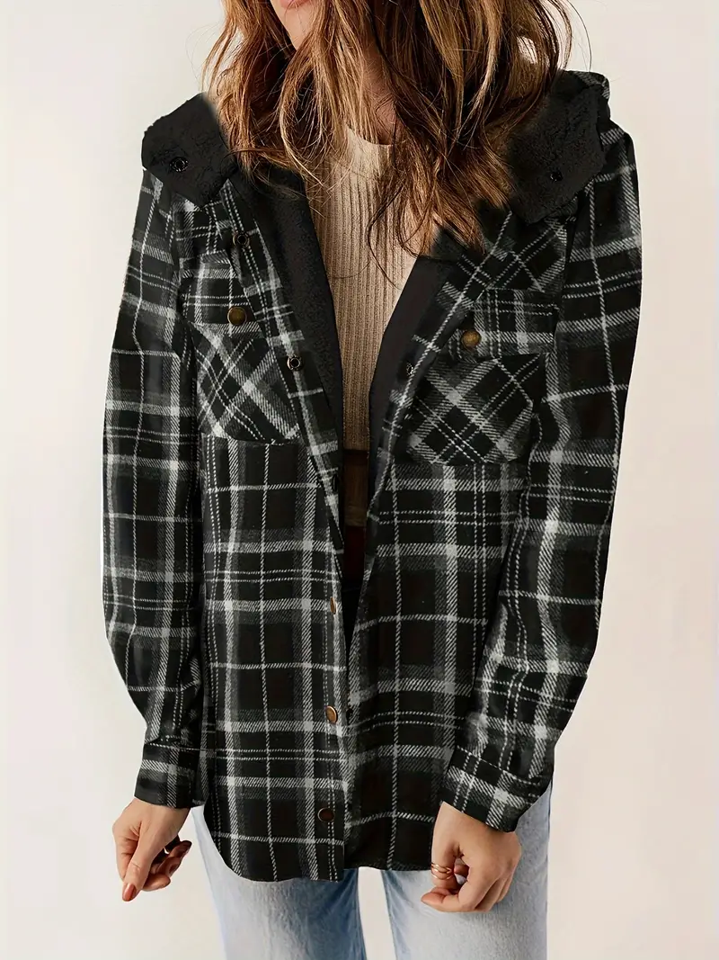 Check Jacket with Sherpa Lining for Warmth and Style