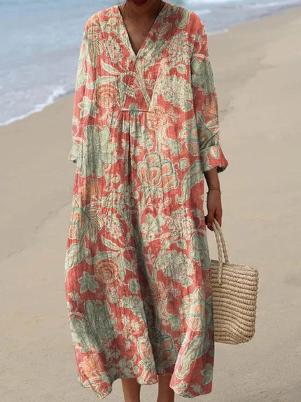Sleeveless Floral Midi Dress with Pockets – Lightweight Summer Dress for Women