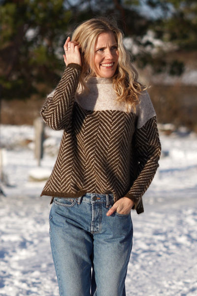 High Neck Contrast Mesh Blouse for Elegant Style