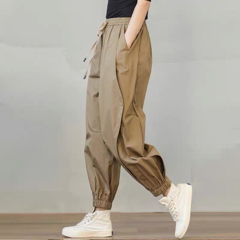 Buttoned Jogger Trousers with Elastic Waistband for Comfort