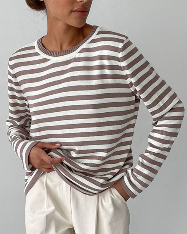 Women's Striped Long Sleeve Top for Everyday Wear