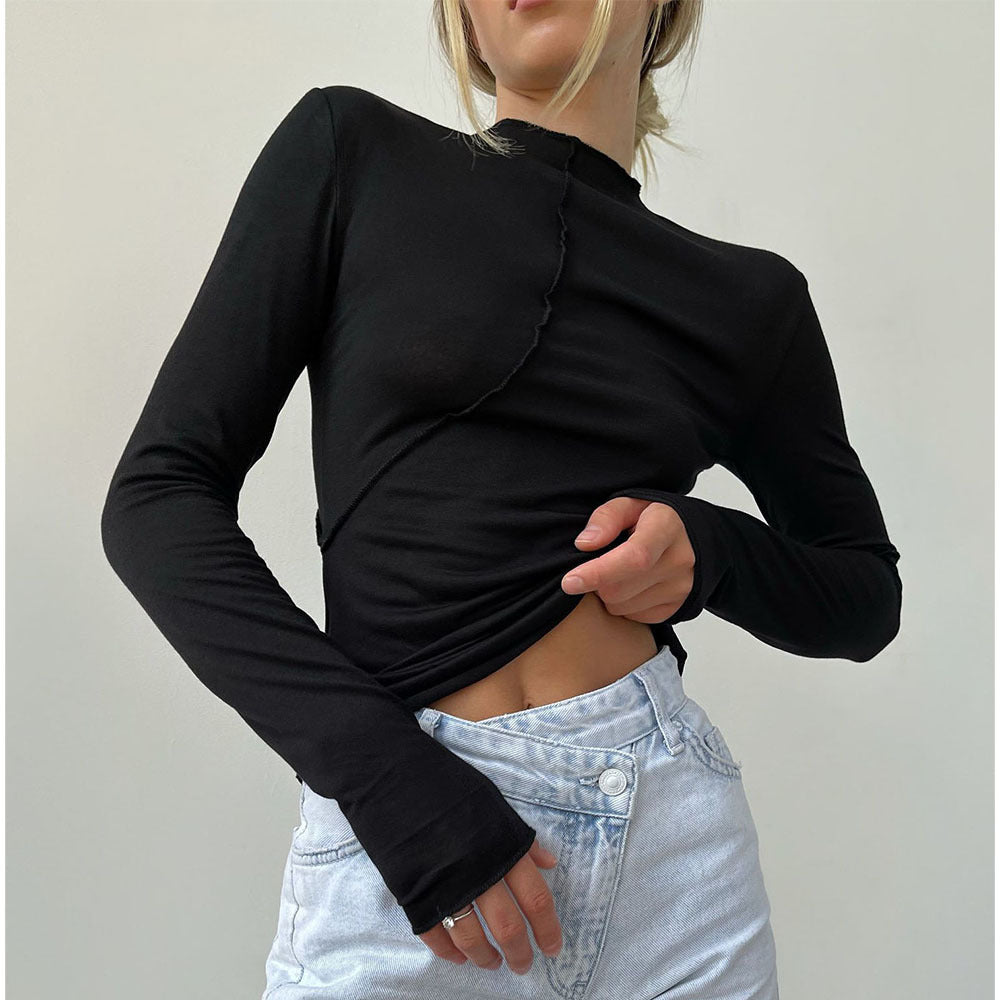 High Neck Long Sleeve Blouse for Stylish Comfort